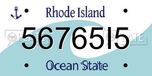 56765I5 Rhode Island License Plate