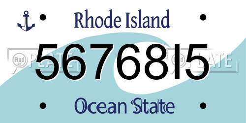 56768I5 Rhode Island License Plate