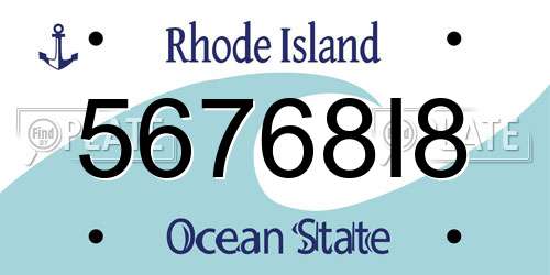 56768I8 Rhode Island License Plate