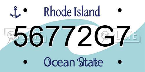 56772G7 Rhode Island License Plate