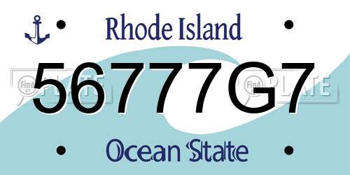 56777G7 Rhode Island License Plate