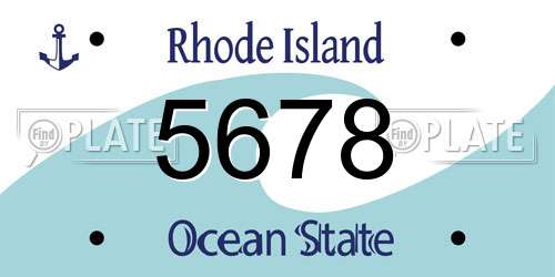 5678 Rhode Island License Plate