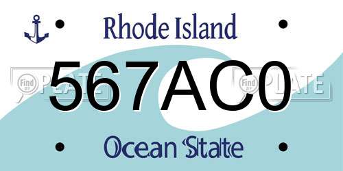 567AC0 Rhode Island License Plate