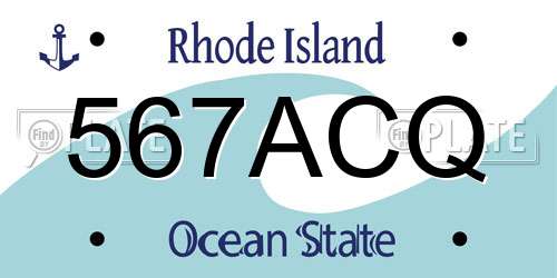 567ACQ Rhode Island License Plate