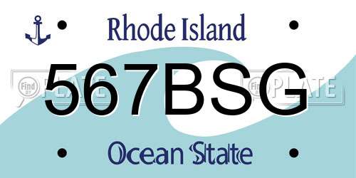 567BSG Rhode Island License Plate