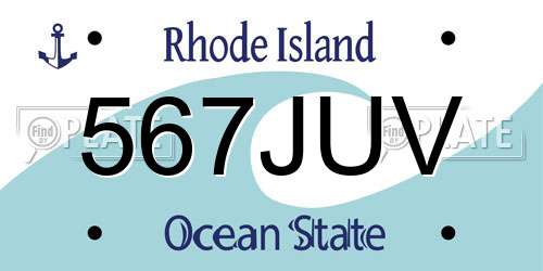 567JUV Rhode Island License Plate
