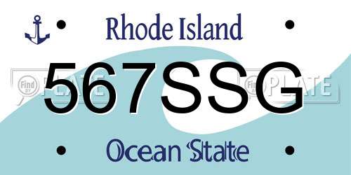 567SSG Rhode Island License Plate