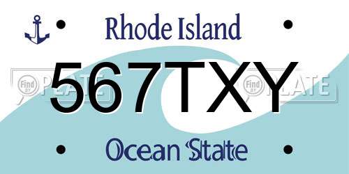 567TXY Rhode Island License Plate