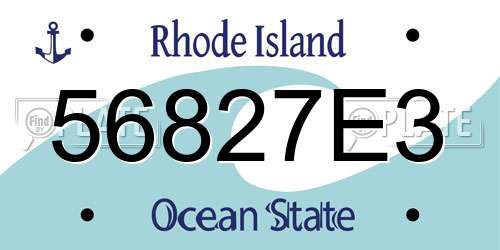 56827E3 Rhode Island License Plate