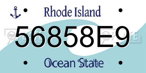 56858E9 Rhode Island License Plate
