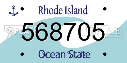 568705 Rhode Island License Plate