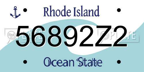 56892Z2 Rhode Island License Plate