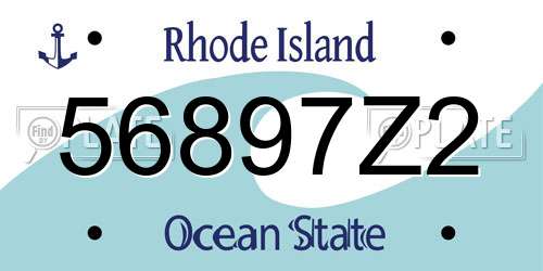 56897Z2 Rhode Island License Plate