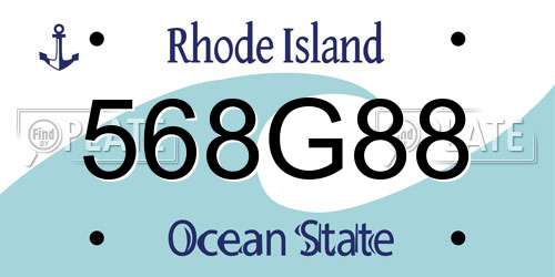 568G88 Rhode Island License Plate
