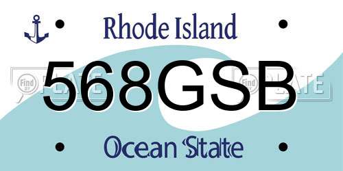 568GSB Rhode Island License Plate