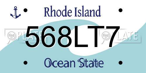 568LT7 Rhode Island License Plate