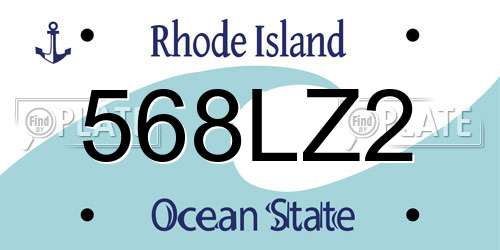 568LZ2 Rhode Island License Plate