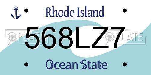 568LZ7 Rhode Island License Plate