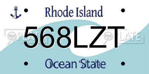 568LZT Rhode Island License Plate
