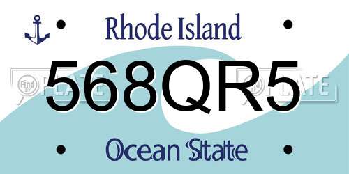 568QR5 Rhode Island License Plate
