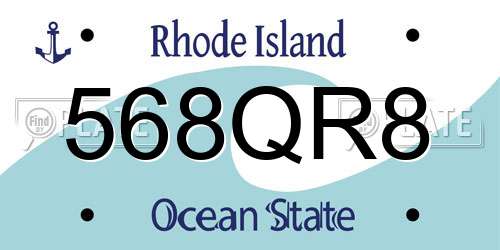 568QR8 Rhode Island License Plate