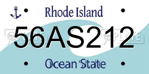56AS212 Rhode Island License Plate