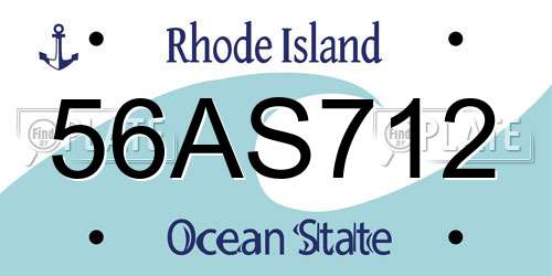 56AS712 Rhode Island License Plate