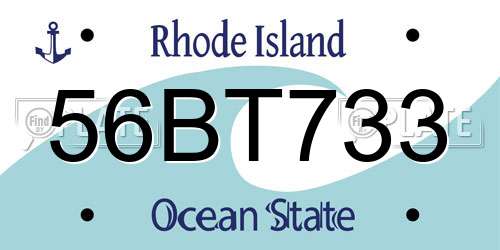 56BT733 Rhode Island License Plate