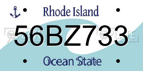 56BZ733 Rhode Island License Plate