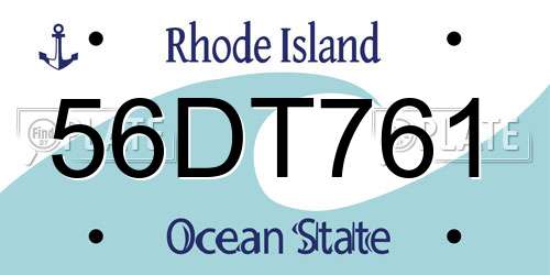 56DT761 Rhode Island License Plate