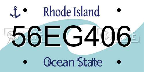 56EG406 Rhode Island License Plate