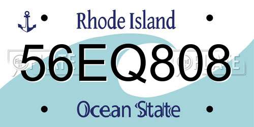 56EQ808 Rhode Island License Plate