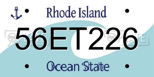 56ET226 Rhode Island License Plate