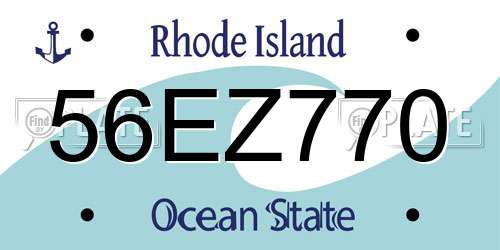 56EZ770 Rhode Island License Plate