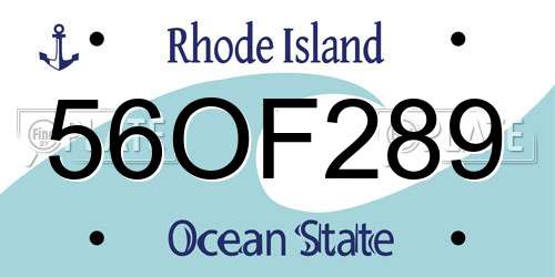 56OF289 Rhode Island License Plate