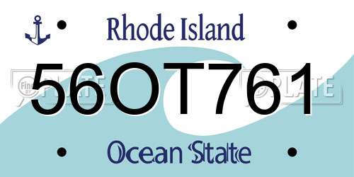 56OT761 Rhode Island License Plate