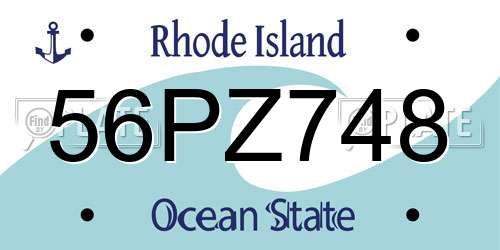 56PZ748 Rhode Island License Plate
