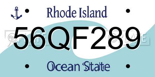 56QF289 Rhode Island License Plate