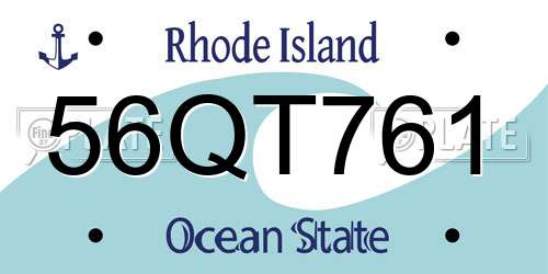 56QT761 Rhode Island License Plate