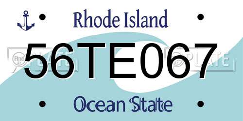 56TE067 Rhode Island License Plate