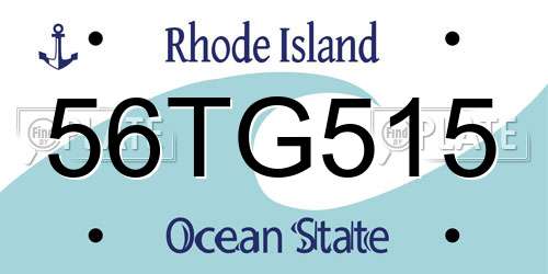 56TG515 Rhode Island License Plate