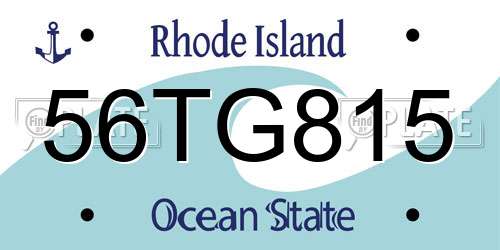 56TG815 Rhode Island License Plate