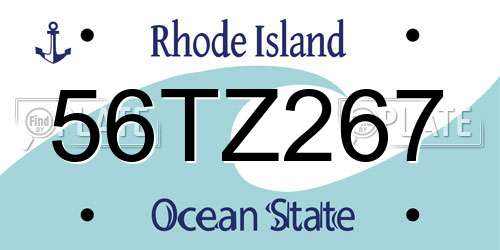 56TZ267 Rhode Island License Plate