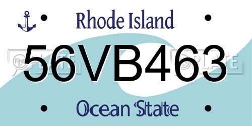56VB463 Rhode Island License Plate