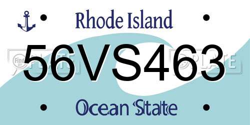 56VS463 Rhode Island License Plate