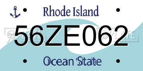 56ZE062 Rhode Island License Plate