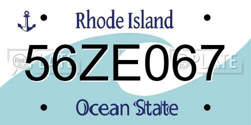 56ZE067 Rhode Island License Plate