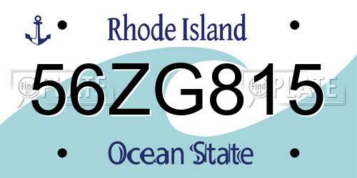 56ZG815 Rhode Island License Plate
