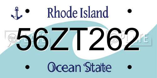 56ZT262 Rhode Island License Plate