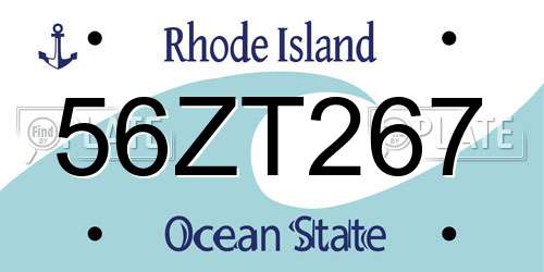 56ZT267 Rhode Island License Plate